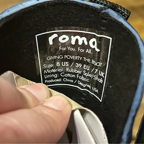 NWT Roma Chelsea Womens 8 Navy Croc Emboss Rain Boots - Picture 7 of 8